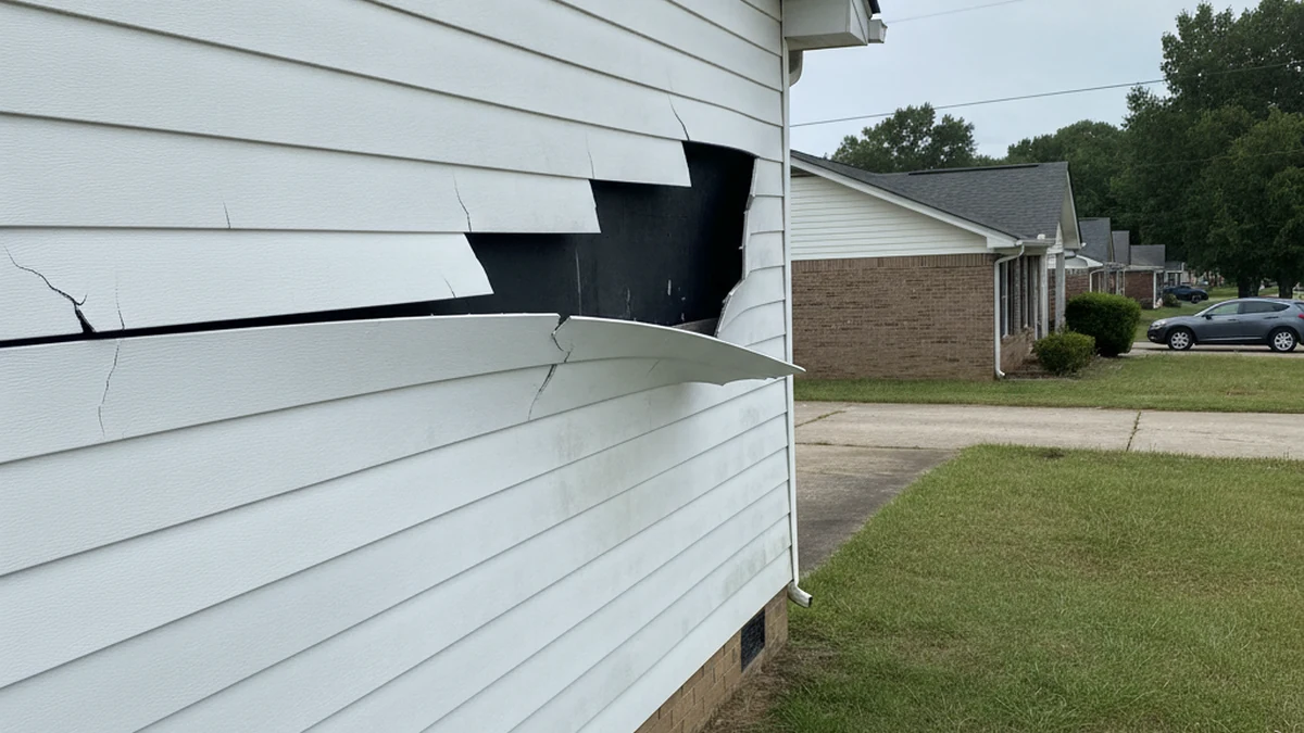 Vinyl siding storm damage crack wind-lifted Sumter South Carolina Sumter County residential repair